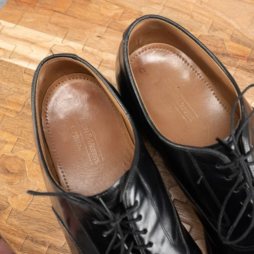 Johnston & Murphy Melton Optima Dress Shoes Mens 10.5 D/B Leather Cap Toe Black